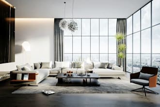 3d apartment, livingoom redesign, modern house furniture rendering, BBQ kitchen