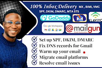 fix email deliverability spam, junk, spf, dkim, dmarc, mx, vmc, bimi, mta sts