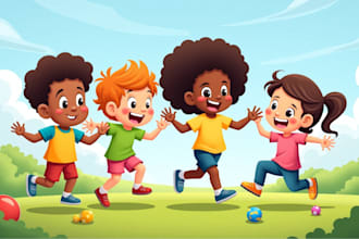 create fantastic african american, children story book illustration, kids cover