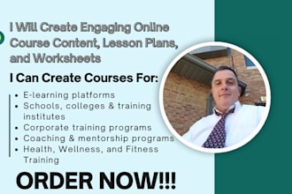 create online course content, lesson plan and worksheets