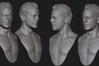 sculpt 3d head model in zbrush face stl scan stl cleanup 3d modify 3d printing