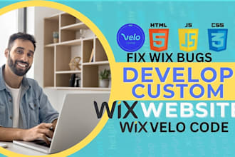 develop custom wix website with html and css javascript fix wix velo code bugs