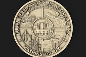 do 3d bas relief design, 3d medallion, cnc design 3d coin model for 3d printing