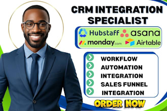setup hubstaff crm monday crm asana airtable zapier integration automation
