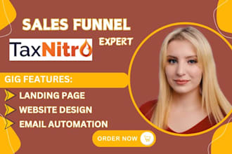 setup income tax website tax nitro website taxnitro sales funnel landing page