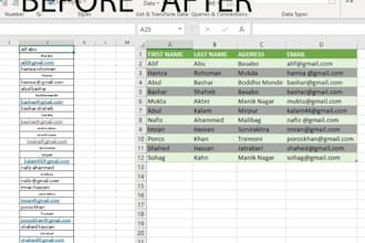 clean, split, format and merge the excel data