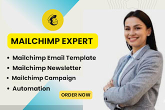 design editable mailchimp newsletter email template, automation and campaign