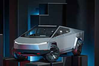 model cyber truck, tesla wrap design,3d tesla game design, cyber truck animation