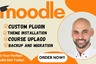 develop a moodle elearning website, install lms, create courses, and migrate