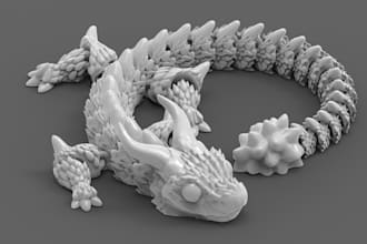 create 3d articulated dragon character 3d sculpting 3d painting 3d printing