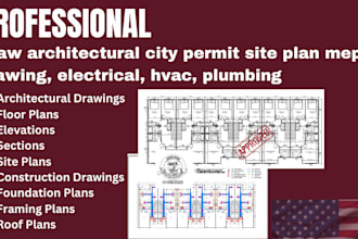 draw architectural city permit site plan mep drawing, electrical, hvac, plumbing