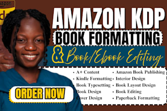 do paperback formatting, ebook formatting, book typesetting, and layout design