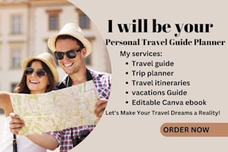 design travel guide write trip itinerary editable canva ebook travel itineraries