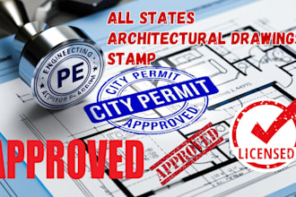 do pe stamp, and seal your architectural drawings floor plan city permit in USA