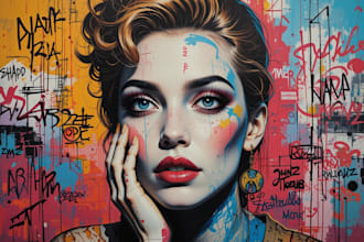 create a unique pop art and street graffiti style modern artwork