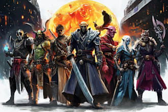 create fantasy character and dnd art for dnd party
