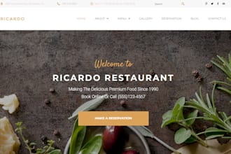 build restaurant website food cafe website online food ordering catering website