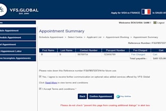 create website vfs appointment bot, vfs bot, scheduling bot, tls bot, bls bot