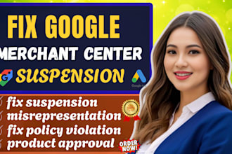 fix google merchant center suspension, misrepresentation, policy violation
