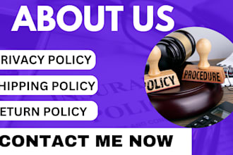 write about us shipping return privacy policy terms and condition for your store