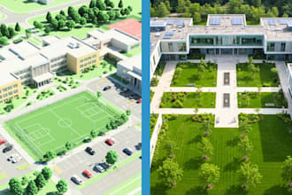 create 3d model render house exterior architecture landscape revit design
