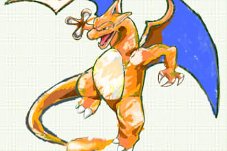 draw cute character from pokemon, cartoon, toy or anime