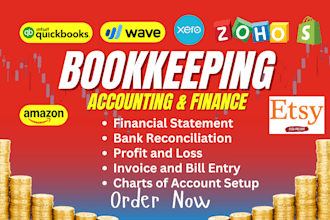 do bookkeeping in quickbooks, freshbooks, wave, xero, zoho books, myob, odoo