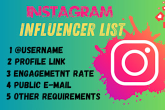find and provide a targeted instagram influencer list for your niche
