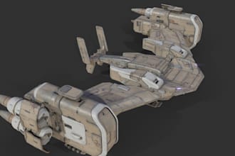 sculpt 3d sci fi starfighter spaceship, futuristic spacecraft, blender, stl
