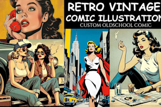 create retro vintage comic, old school  comic , retro vintage style 70s 80s 90s