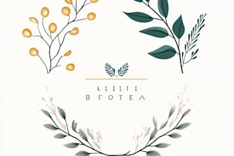 design botanical boho feminine hand drawn logo