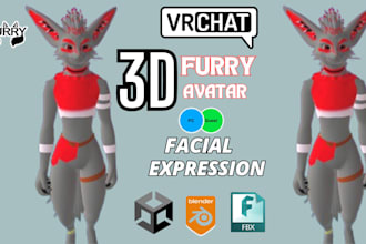 do custom vrchat avatar furry avatar vr chat vrc character vtuber anime 3d model