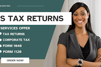 prepare and efile US tax returns, corporation tax return, 1040, 1120, 1065
