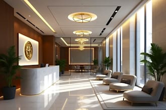 3d realistic commercial interior rendering, factory, industrial exterior design