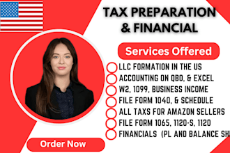 prepare and e file US tax forms 990s,1040s,1065s,1120 and all schedules