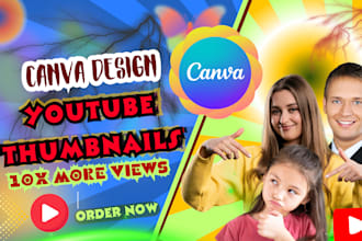 create youtube thumbnails and custom canva designs