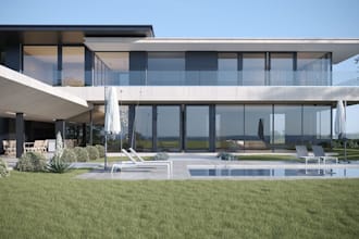 remodel 3d classic villa patio, rooftop terrace,3d balcony,3d landscape garden