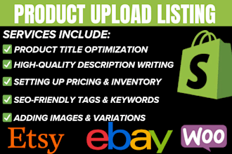 upload woocommerce shopify ebay etsy amazon  walmart product listing lister