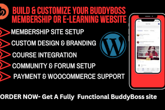 build and customize your buddyboss membership or e learning website