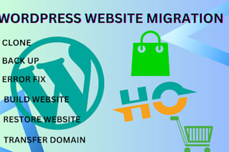 migrate wordpress website transfer, build clone move, backup wix shopify website