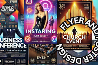 design attractive business conference church marketing event and instagram flyer
