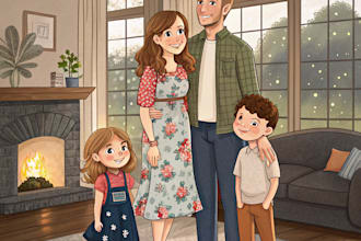 draw a beautiful professional family portrait drawing