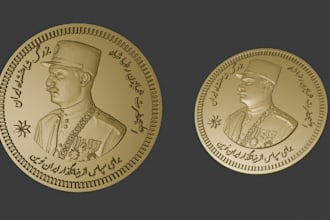 sculpt 3d coin model, 3d bas relief, cnc design, 3d medallion, 3d printable coin