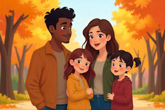 create anime cartoon portraits simple, couples, families pfp