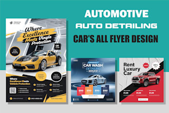 design car detailing car wash car rental car show and service automobile flyers