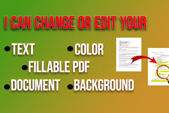 change text update text  and color change fillable from picture PDF or document