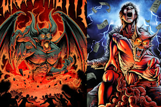 dark, brutal, horror, metal tshirt album art illustration