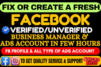 create a fresh immortal facebook business manager and ads account in few hours