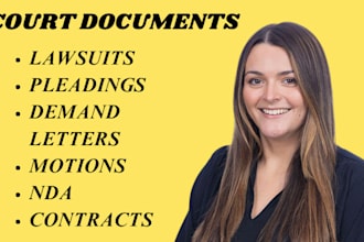 be your civil attorney and draft lawsuit,motions, petitions, and court pleadings