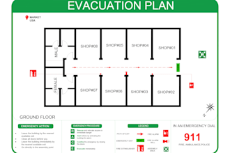 design fire safety plan, exit rout, fire alarm system